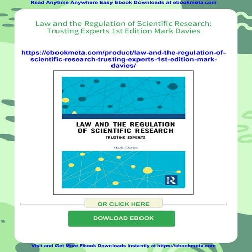 Law and the Regulation of Scientific Research: Trusting Experts 1st ...