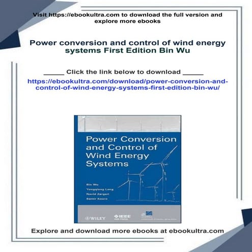 Power conversion and control of wind energy systems First Edition Bin ...