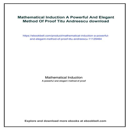 Mathematical Induction A Powerful And Elegant Method Of Proof Titu ...