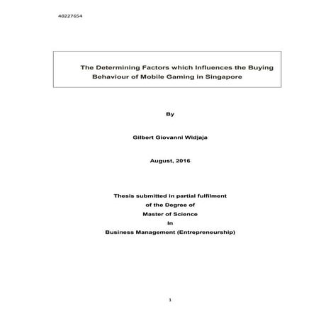 Mobile Games Dissertation