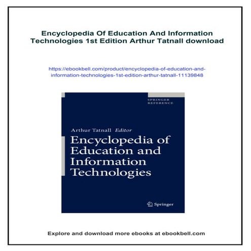Encyclopedia Of Education And Information Technologies 1st Edition Arthur Tat...