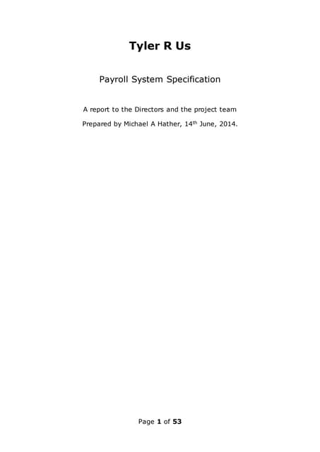 Payroll System Specification