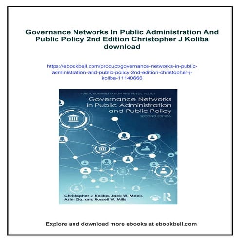 Governance Networks In Public Administration And Public Policy 2nd Edition Ch...