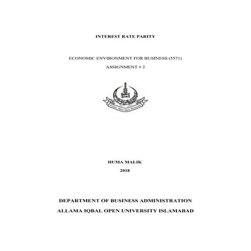 INTEREST RATE PARITY