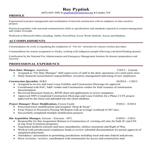 Roy Pyptiuk Resume