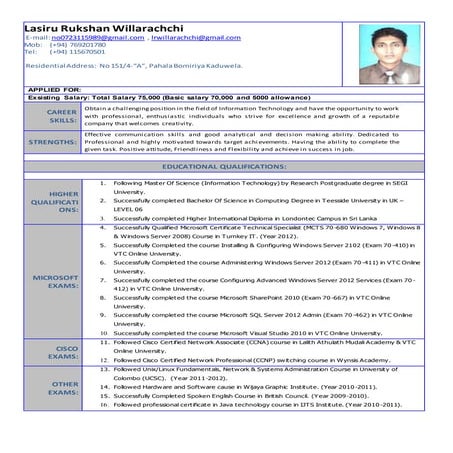 Lasiru Rukshan Willaracchchi CV