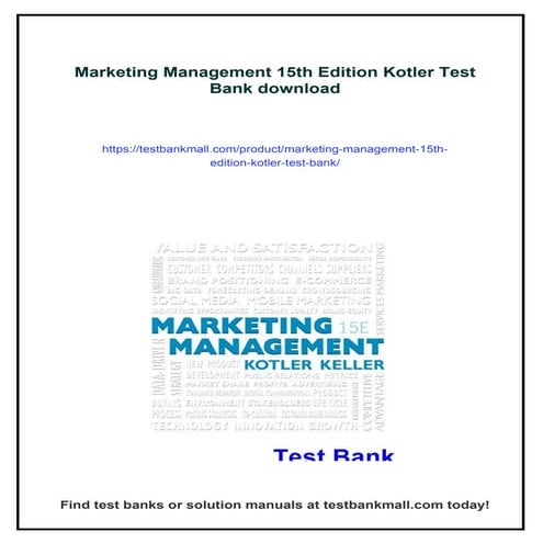 Marketing Management 15th Edition Kotler Test Bank | PDF