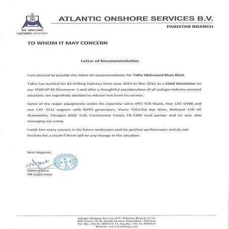 Talha-Recommendation Letter-KSD | PDF