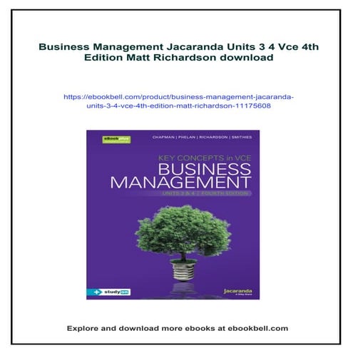Business Management Jacaranda Units 3 4 Vce 4th Edition Matt Richardson ...