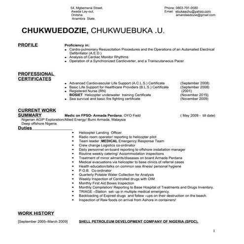 RESUME - CHUKWUEBEUKA CHUKWUEDOZIE U