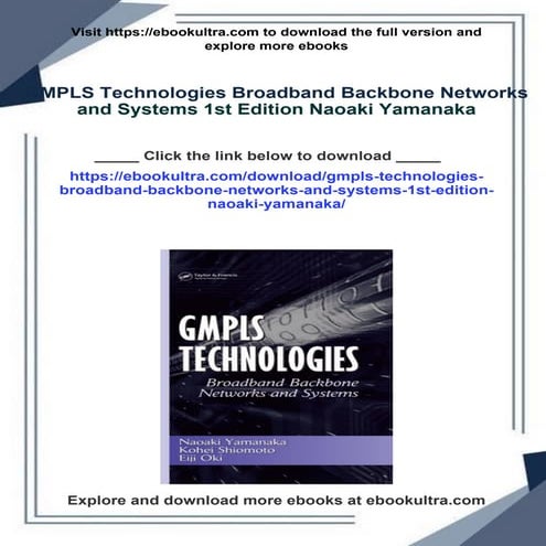 GMPLS Technologies Broadband Backbone Networks and Systems 1st Edition ...