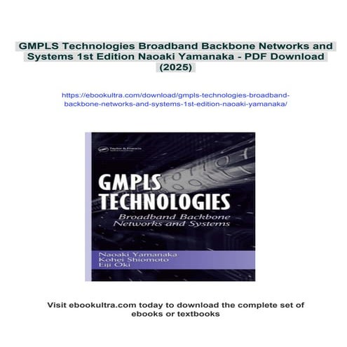 GMPLS Technologies Broadband Backbone Networks and Systems 1st Edition ...