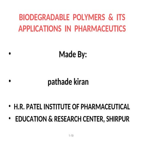 biodegradable polymers | PPTX