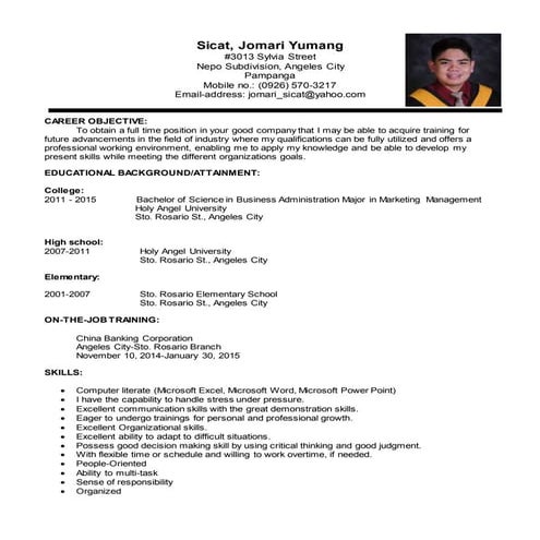 Jomari Sicat RESUME Updated