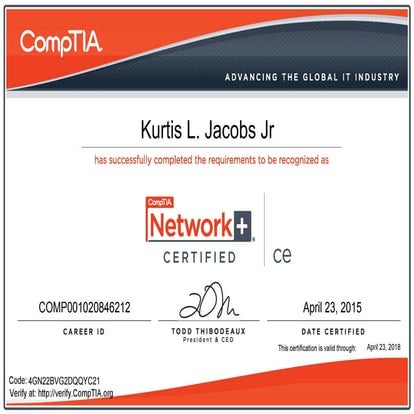 CompTIA Network+ Certificate | PDF