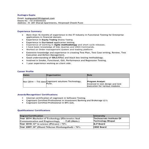 Kushagra Gupta CV | DOC