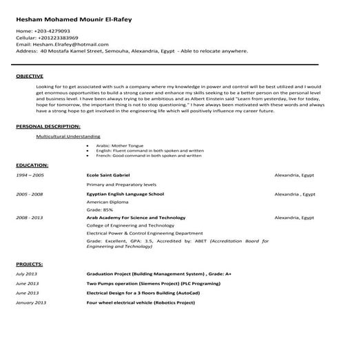 HESHAM MOUNIR Resume