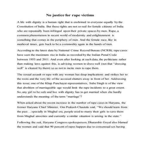 No justice for rape victims