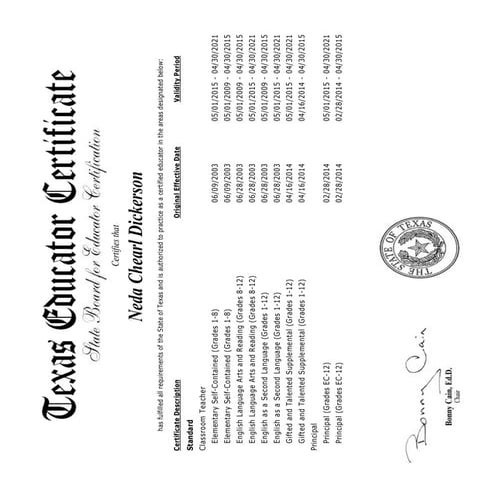 TEA Certificate | PDF