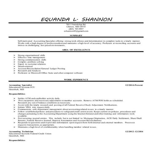 Equanda Shannon Resume