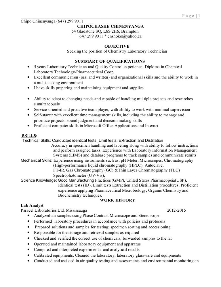 lab assistant resumes