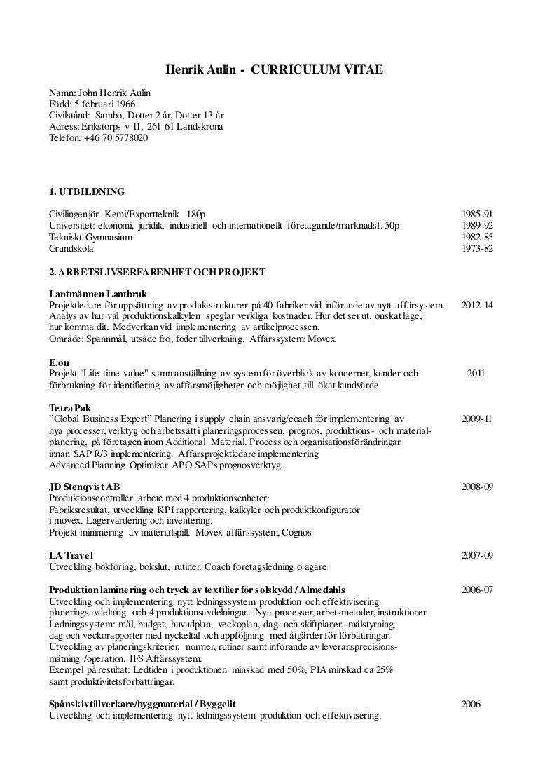 CV Henrik Aulin 2014