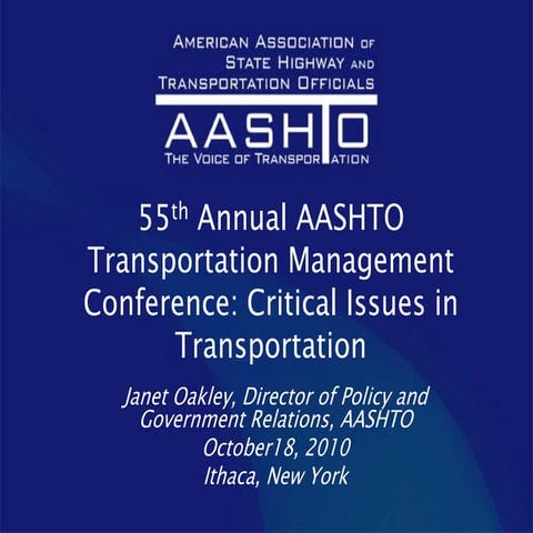 Transportation Management Conference: Critical Issues in Transportation