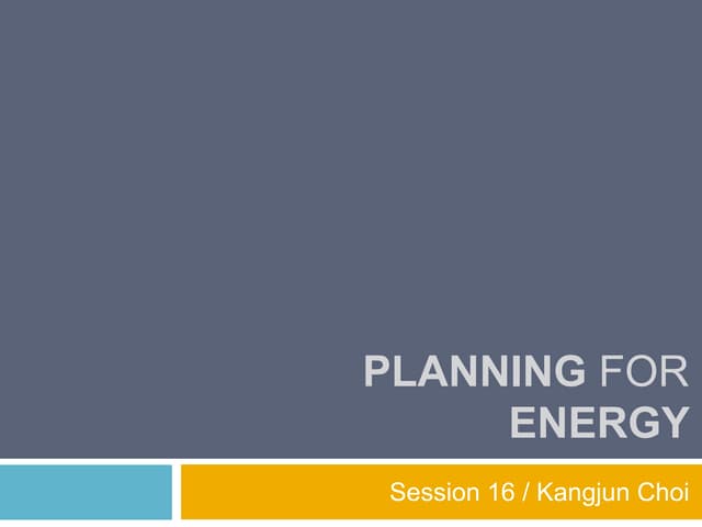 Planning for Energy