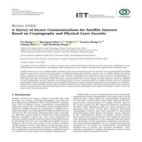 A research paper on survey of secure comm. for satellite and internet ...