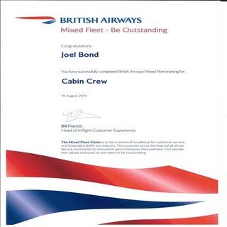 BA Cabin Crew Certificate