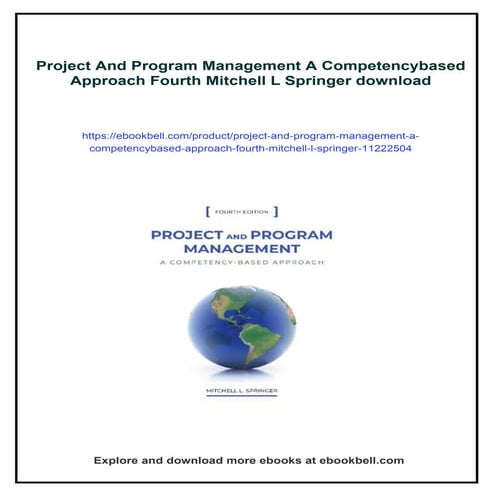 Project And Program Management A Competencybased Approach Fourth ...
