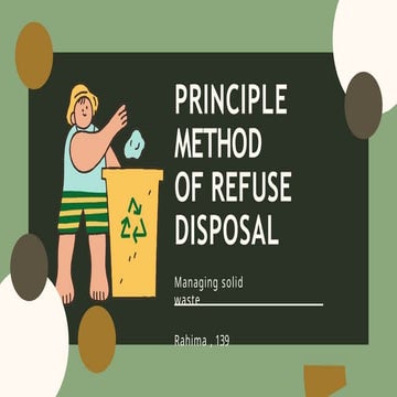 Principles and Methods of Refuse Disposal for Effective Solid Waste ...
