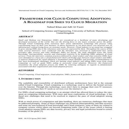 Framework for Cloud Computing Adoption: A Roadmap for Smes to Cloud Migration