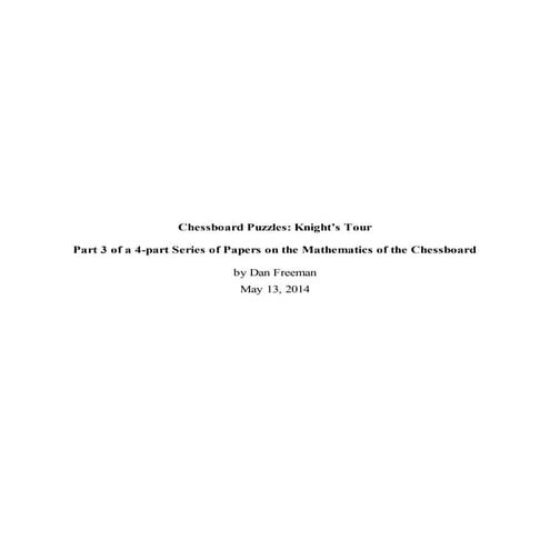 Chessboard Puzzles Part 3 - Knight's Tour