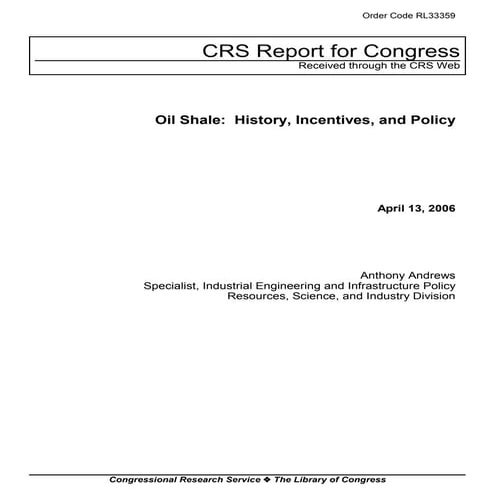 RL33359 Oil Shale History