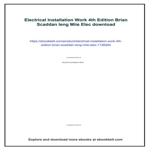 Electrical Installation Work 4th Edition Brian Scaddan Ieng Miie Elec