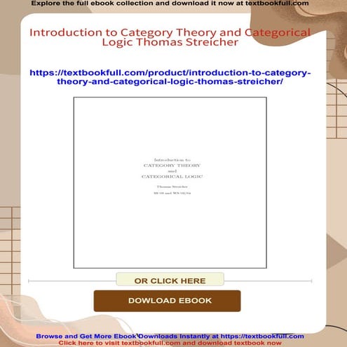 Introduction to Category Theory and Categorical Logic Thomas Streicher