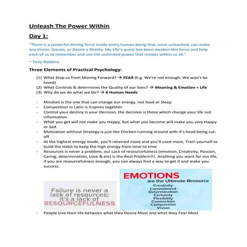 Notes from Attending Unleash The Power Within  (UPW) @Singapore 2018