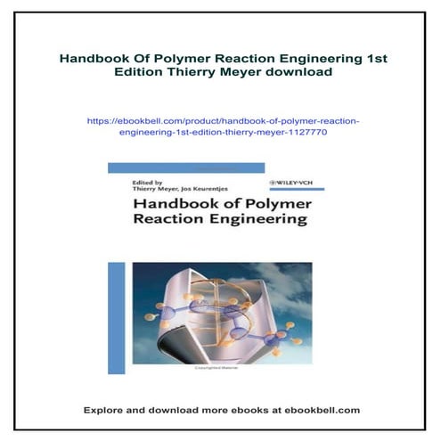 Handbook Of Polymer Reaction Engineering 1st Edition Thierry Meyer