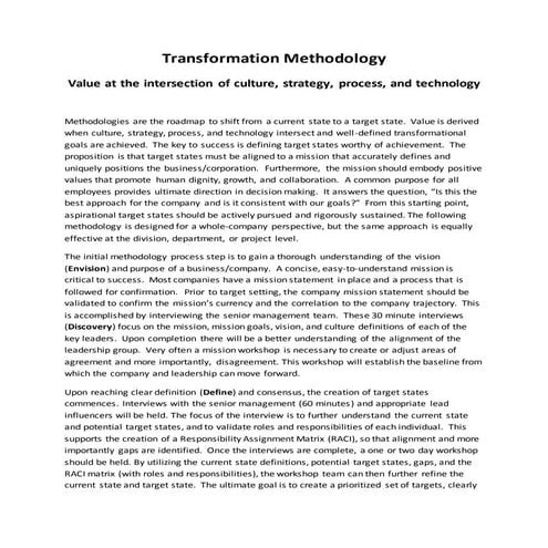 Transformation Methodology