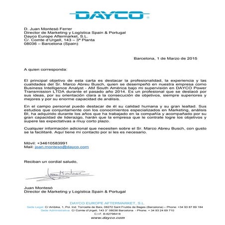 Carta recomendación Marco