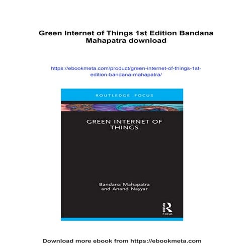 Green Internet of Things 1st Edition Bandana Mahapatra | PDF