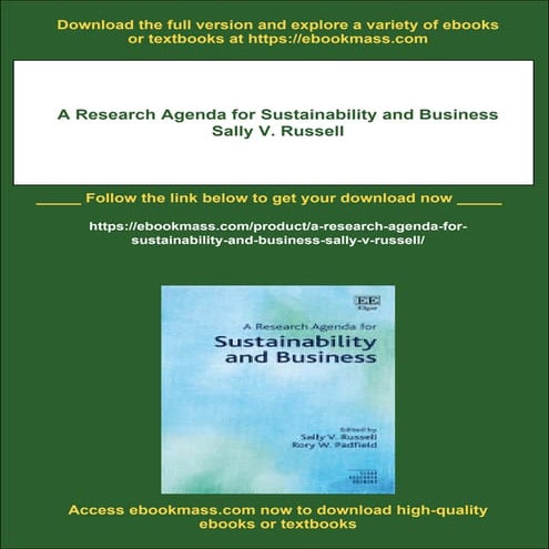 A Research Agenda for Sustainability and Business Sally V. Russell | PDF
