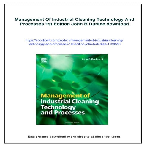 Management Of Industrial Cleaning Technology And Processes 1st Edition John B...