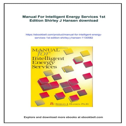 Manual For Intelligent Energy Services 1st Edition Shirley J Hansen | PDF