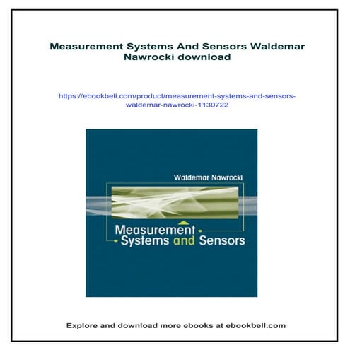 Measurement Systems And Sensors Waldemar Nawrocki