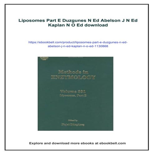Liposomes Part E Duzgunes N Ed Abelson J N Ed Kaplan N O Ed | PDF
