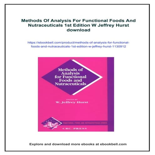 Methods Of Analysis For Functional Foods And Nutraceuticals 1st Edition ...