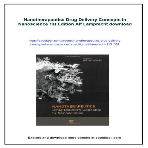 Nanotherapeutics Drug Delivery Concepts In Nanoscience 1st Edition Alf ...