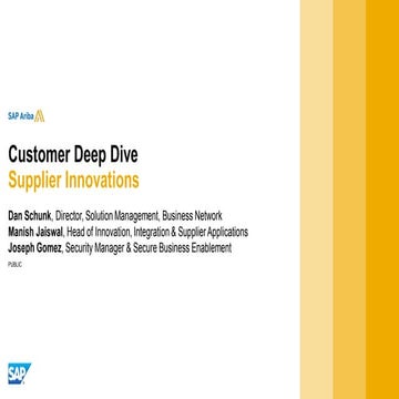 Customer Deep Dive: Supplier Innovations - 56585
